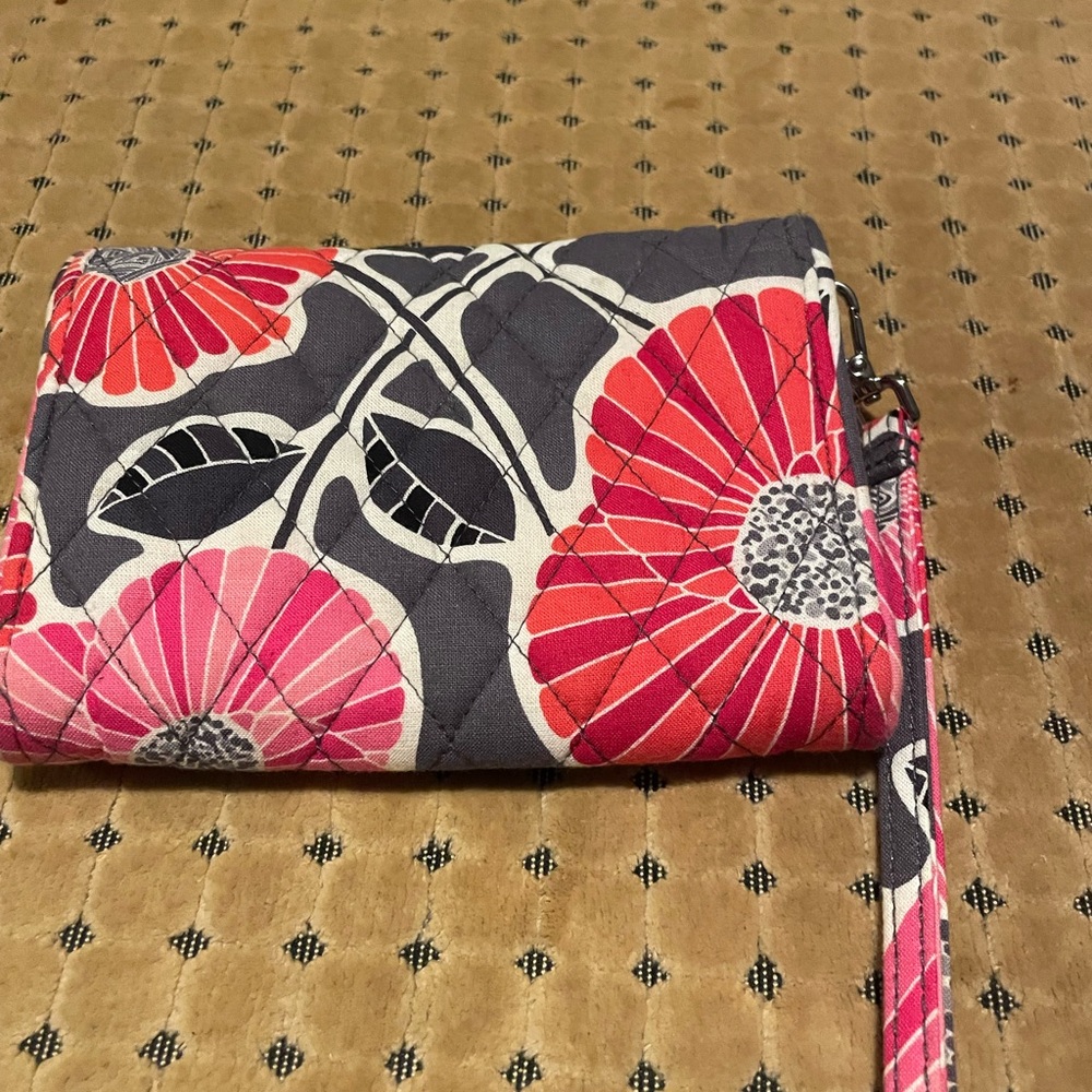 Vera Bradley wristlet wallet. Pink black design. Used a couple of times